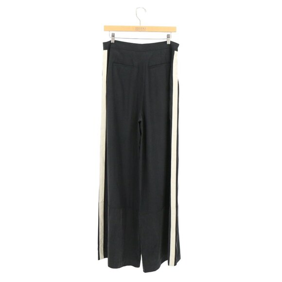 Robert Rodriguez Wide Leg Side Ribbon Stripe Black Silk Pants Trousers 10 - Picture 5 of 6